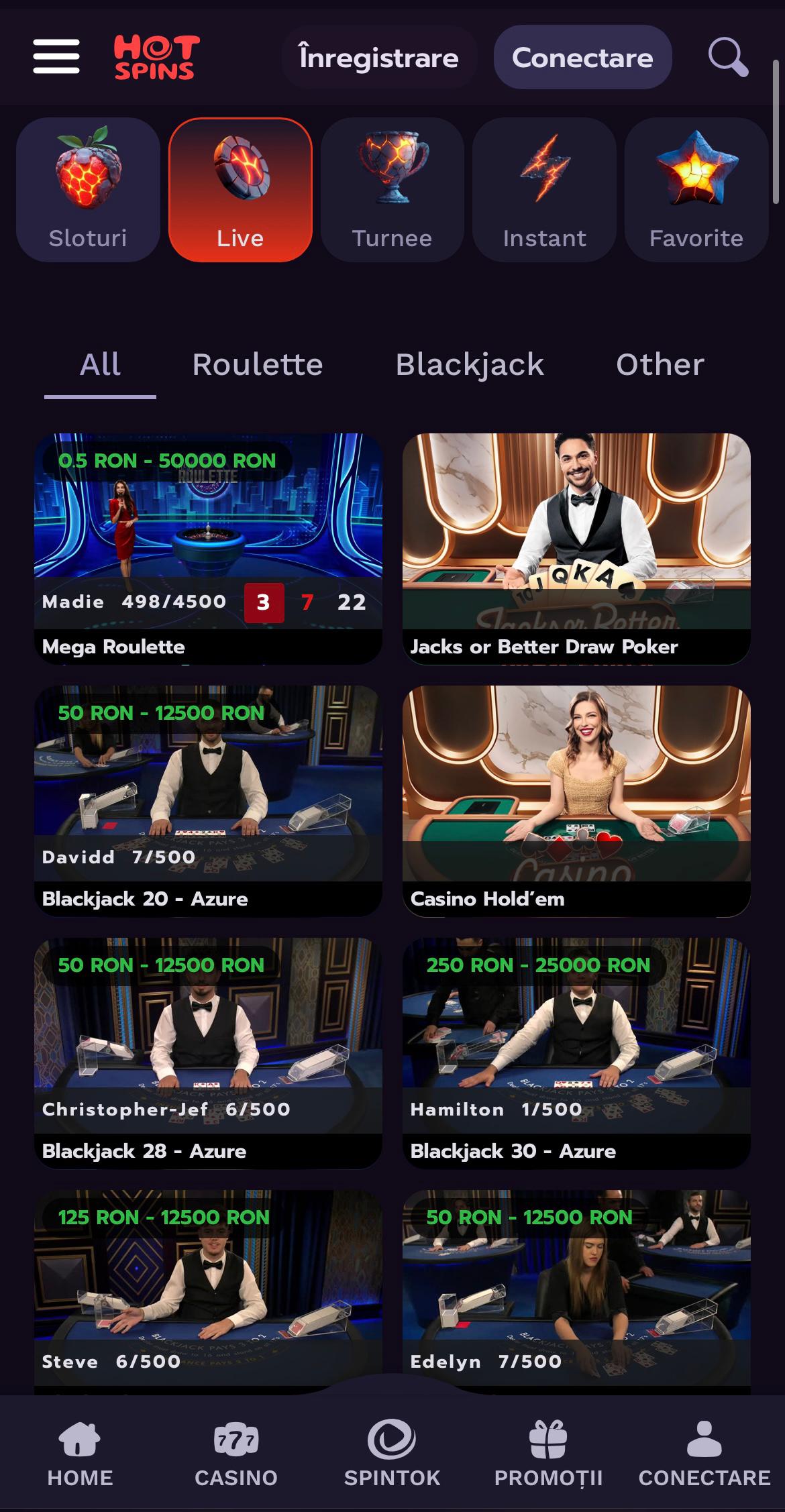 live casino hotspins
