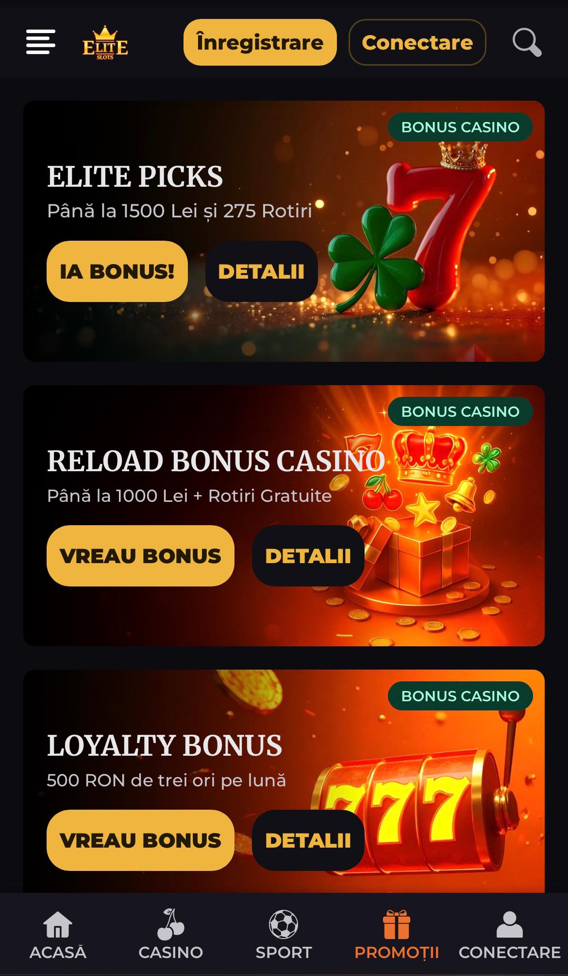 promotii elite slots