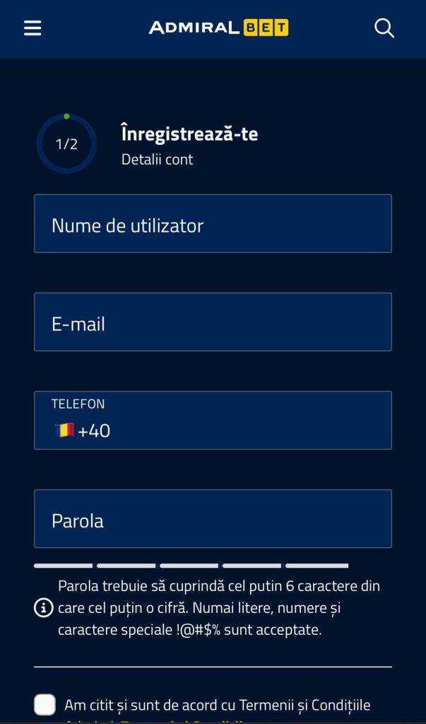 admiralbet inregistrare