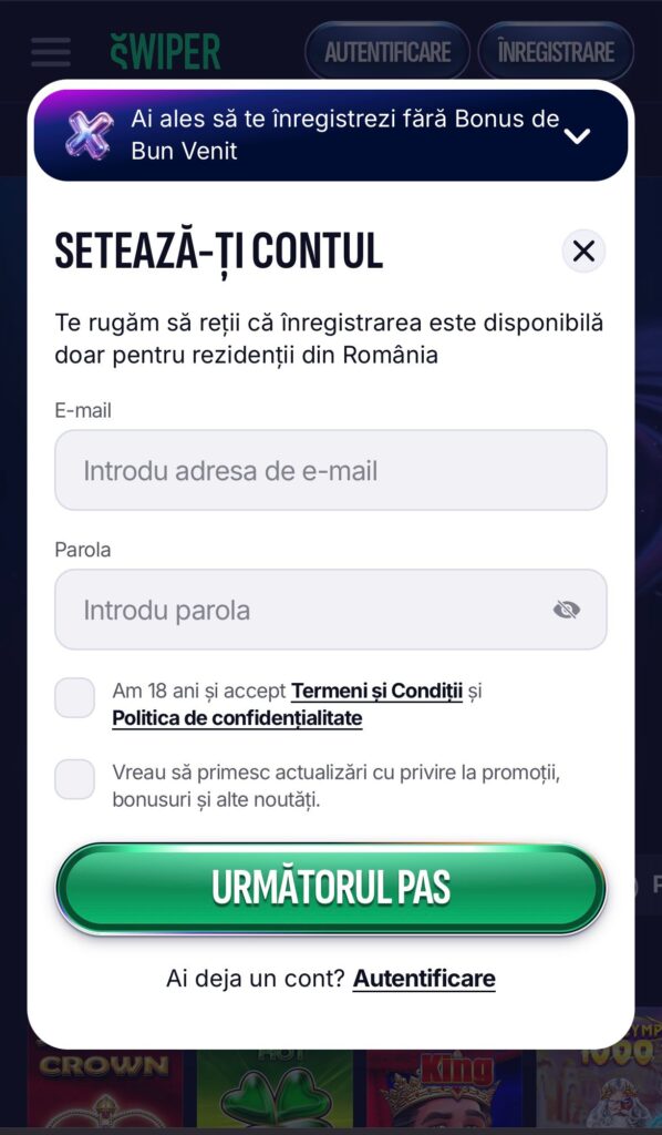swiper inregistrare